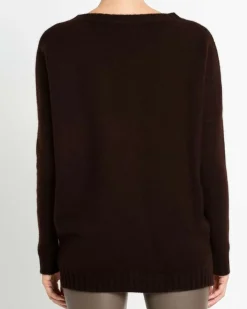 Kujten Sweaters & Sweatshirts>Oversized Round Neck Cashmere Sweater Marron Choco