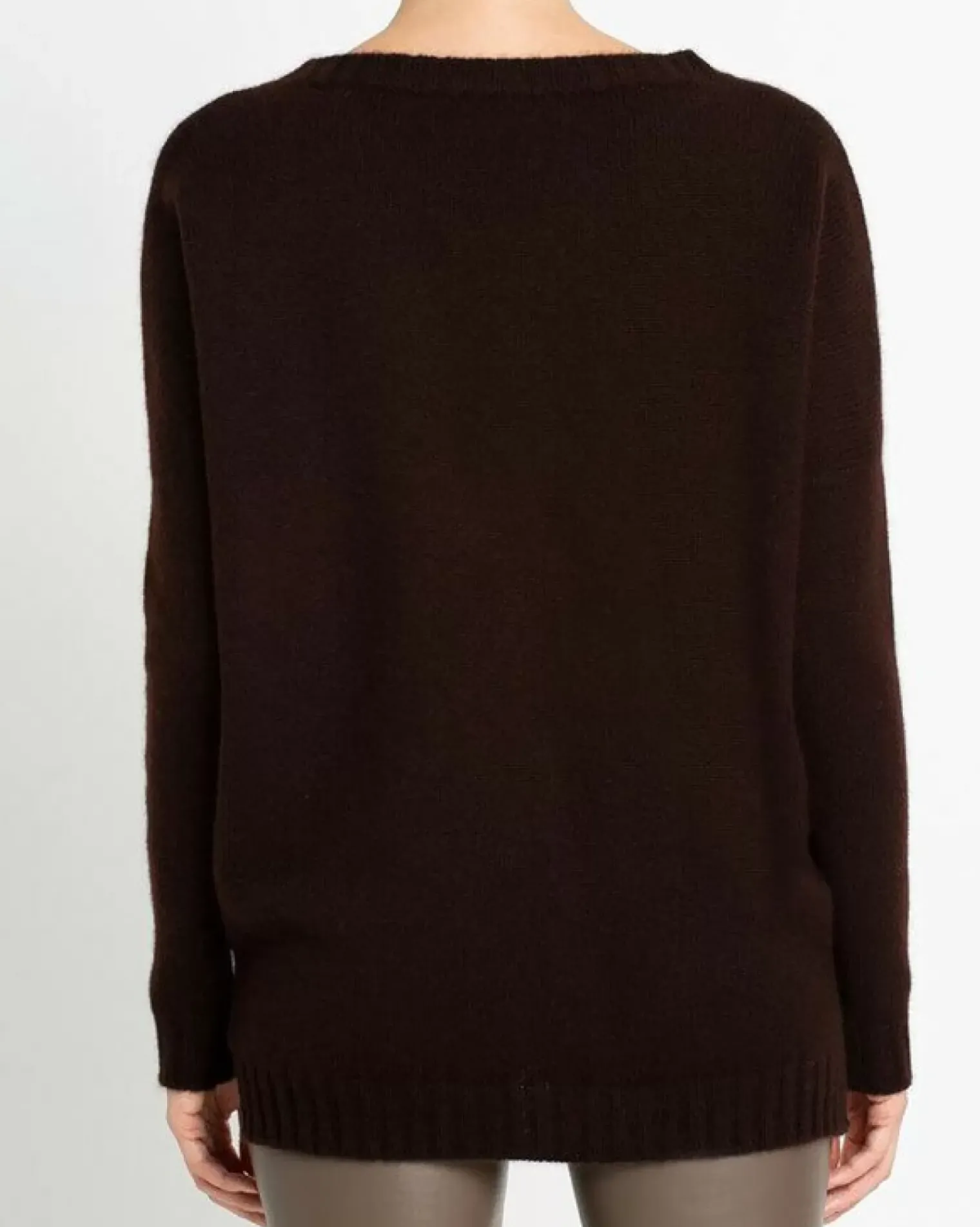 Kujten Sweaters & Sweatshirts>Oversized Round Neck Cashmere Sweater Marron Choco
