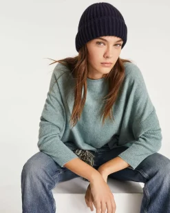 Kujten Sweaters & Sweatshirts>Oversized Round Neck Cashmere Sweater Vert Suzanne
