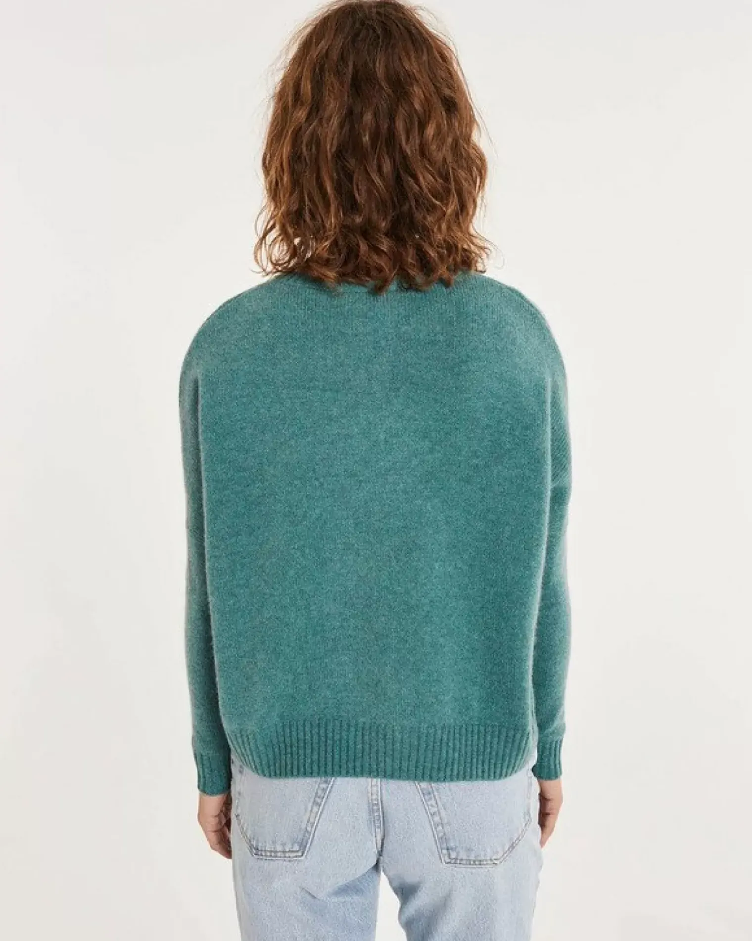 Kujten Sweaters & Sweatshirts>Oversized Round Neck Cashmere Sweater Vert Chine