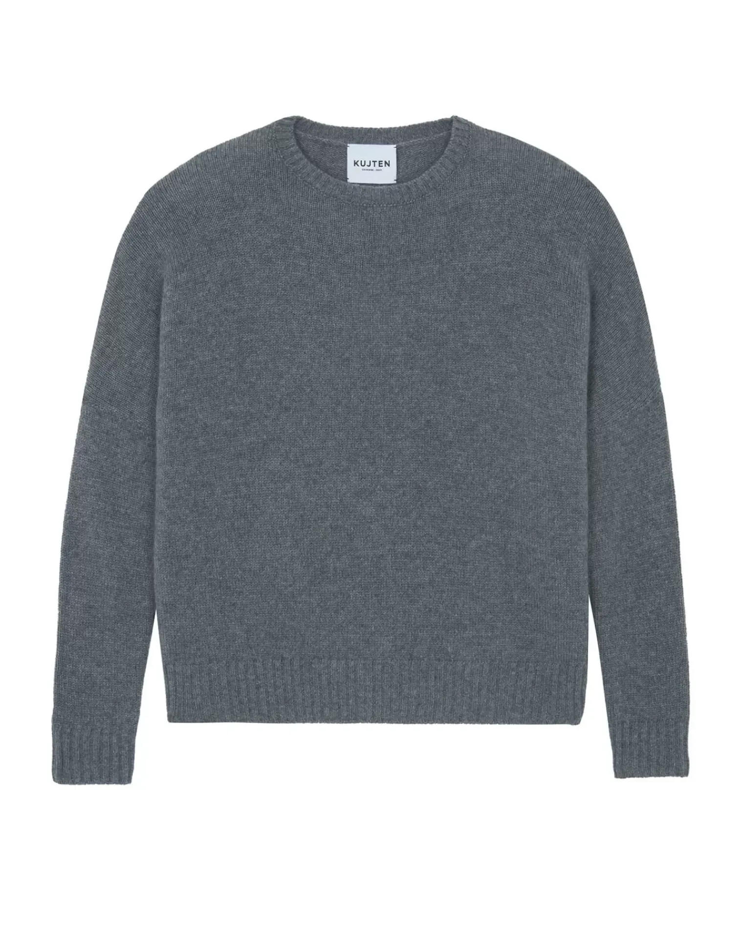 Kujten Sweaters & Sweatshirts>Oversized Round Neck Cashmere Sweater, 2-Threads Gris Flanelle