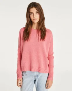 Kujten Sweaters & Sweatshirts>Oversized Round Neck Cashmere Sweater Rose Chine