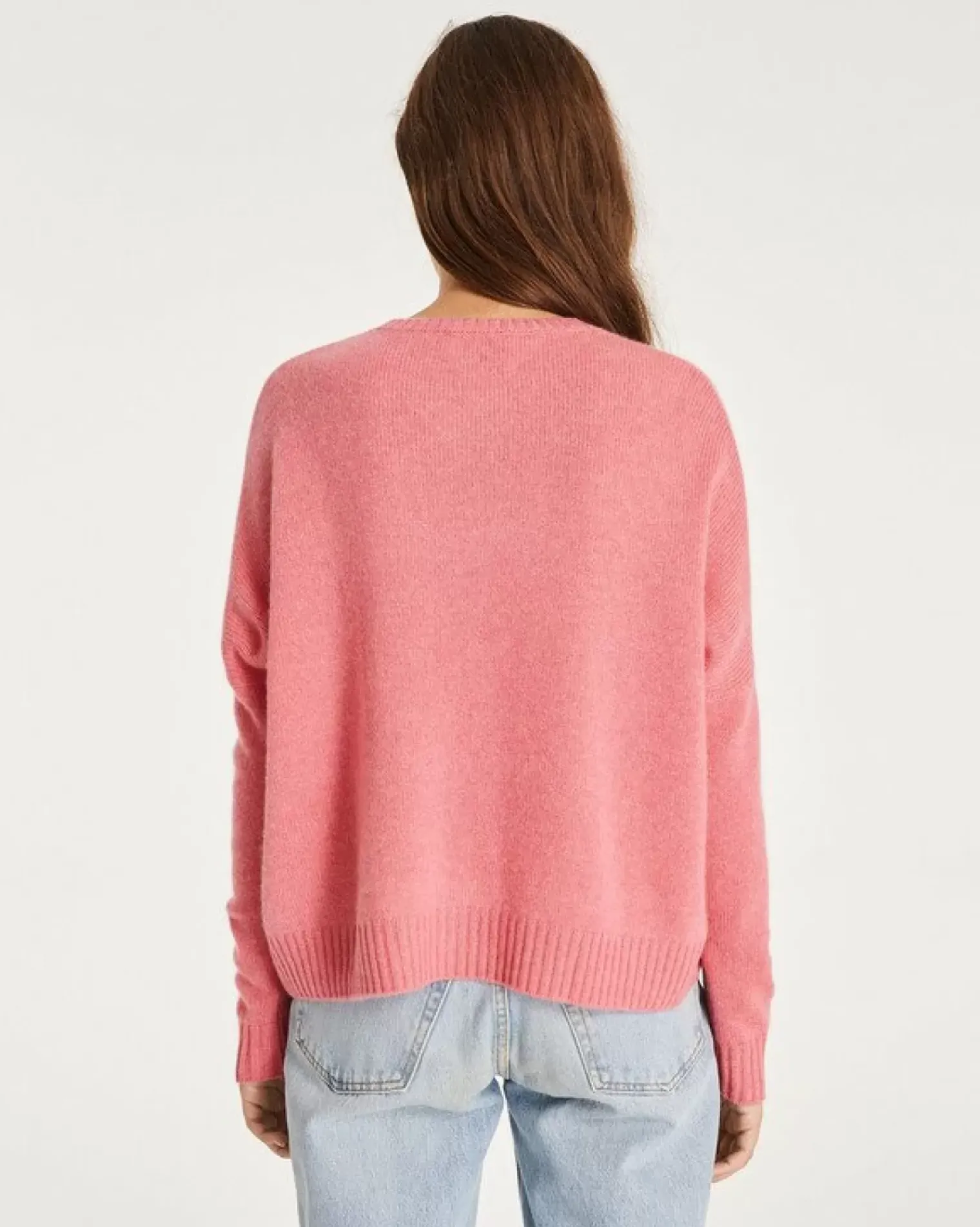 Kujten Sweaters & Sweatshirts>Oversized Round Neck Cashmere Sweater Rose Chine