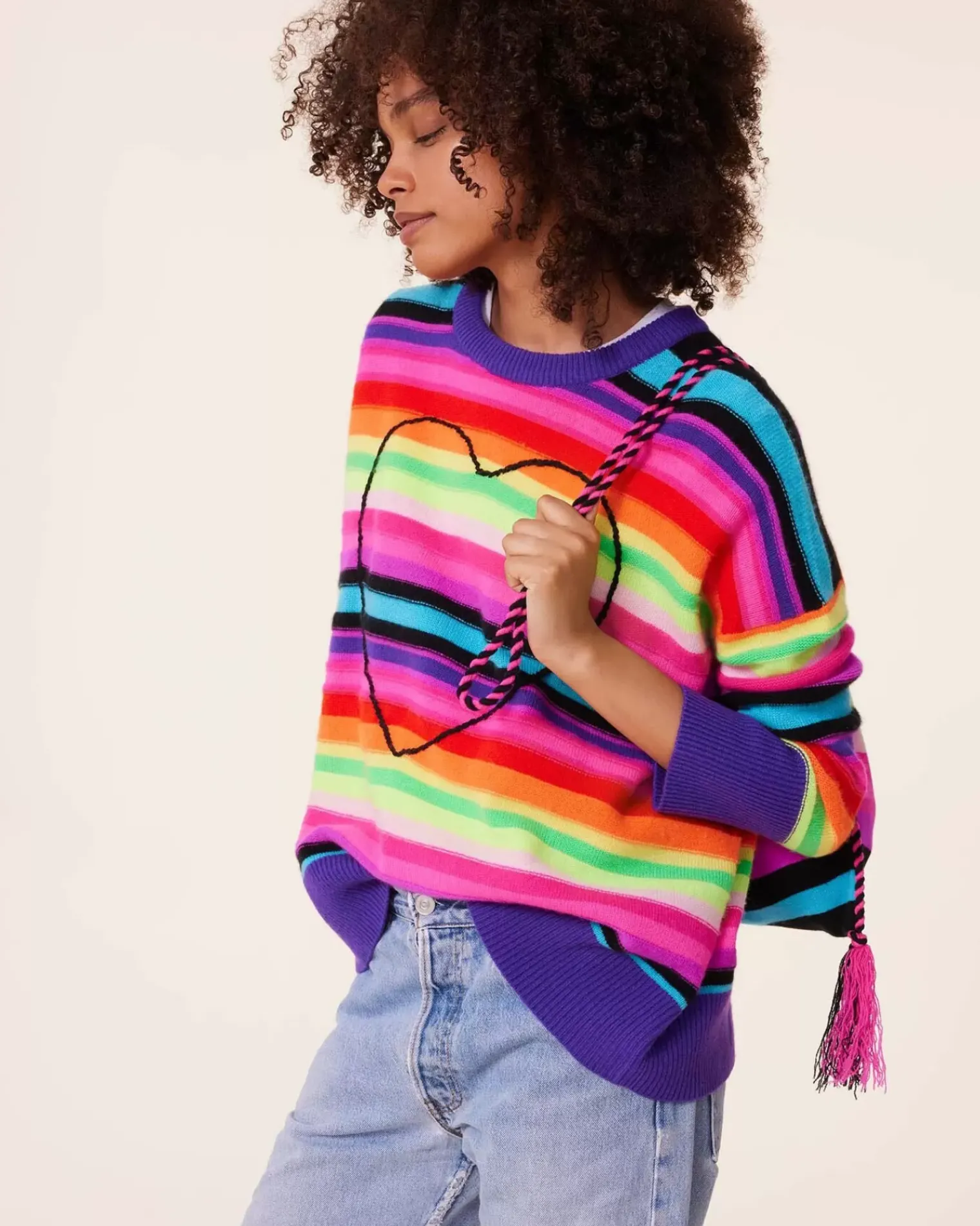 Kujten Sweaters & Sweatshirts>Oversized Round Neck Cashmere Sweater, 4-Threads Multicolore