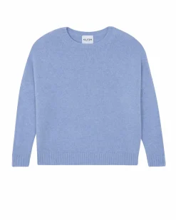 Kujten Sweaters & Sweatshirts>Oversized Round Neck Cashmere Sweater, 6-Threads Bleu Jeans