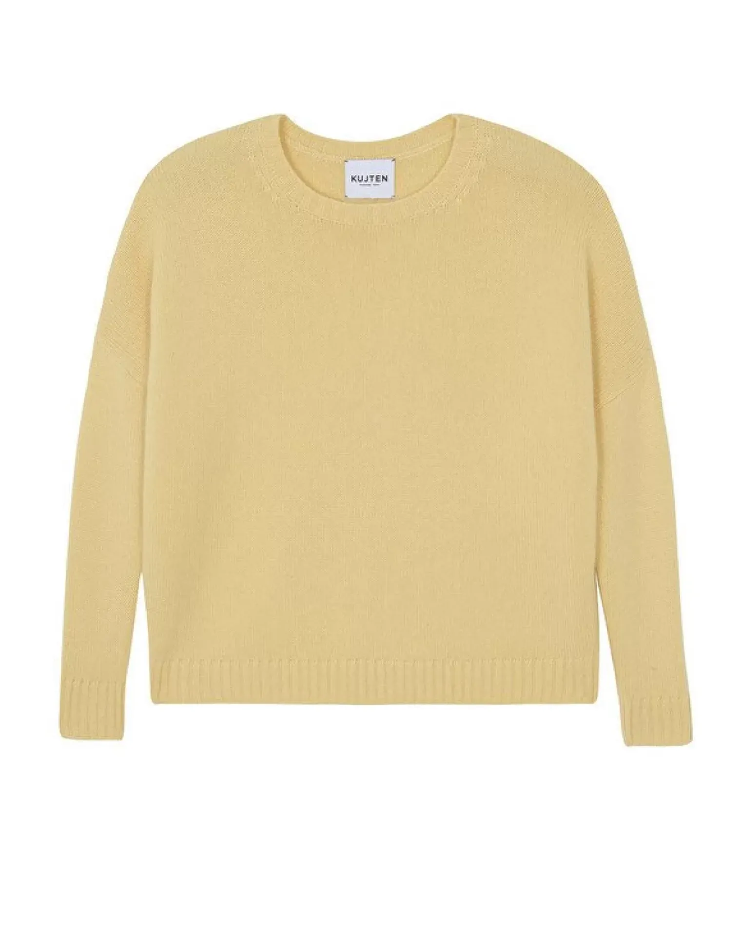Kujten Sweaters & Sweatshirts>Oversized Round Neck Cashmere Sweater, 6-Threads Jaune Eggshell