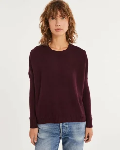 Kujten Sweaters & Sweatshirts>Oversized Round Neck Cashmere Sweater Bordeaux