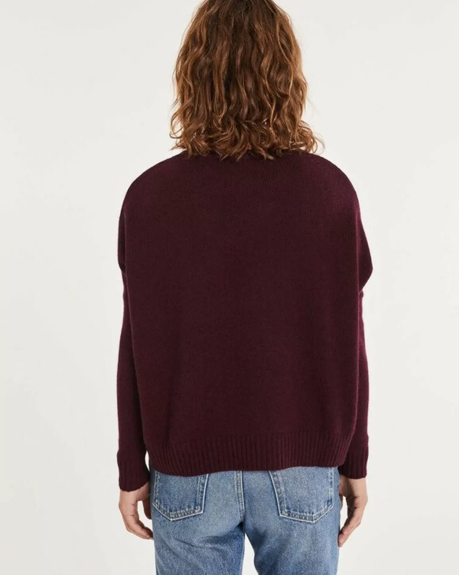 Kujten Sweaters & Sweatshirts>Oversized Round Neck Cashmere Sweater Bordeaux