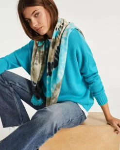 Kujten Sweaters & Sweatshirts>Oversized Round Neck Cashmere Sweater Bleu Turquoise