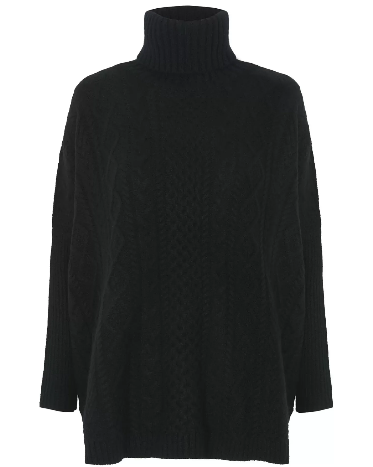 Kujten Capes & Ponchos>Oversized Turtleneck Cashmere Poncho Noir
