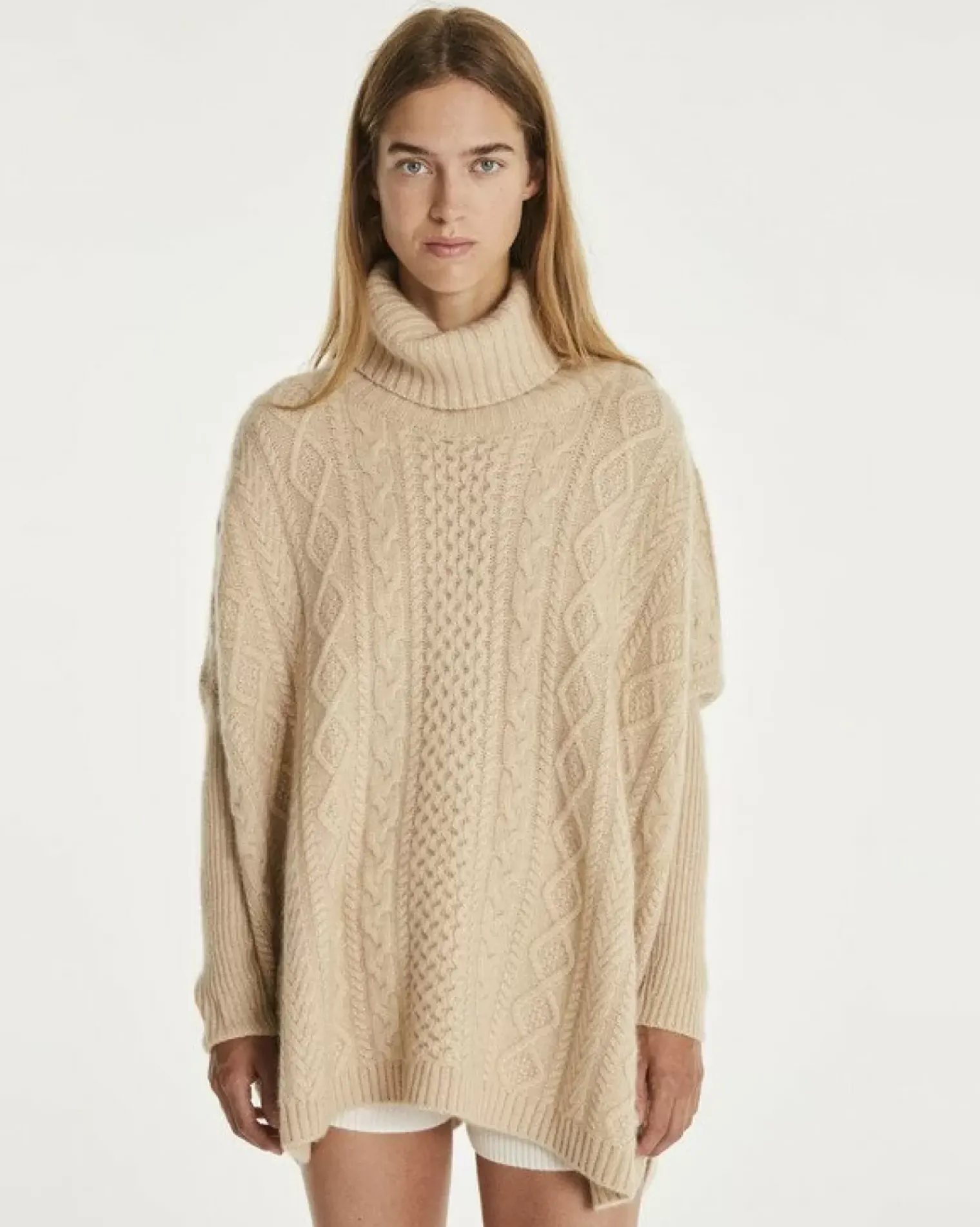 Kujten Capes & Ponchos>Oversized Turtleneck Cashmere Poncho, 6-Threads Organique
