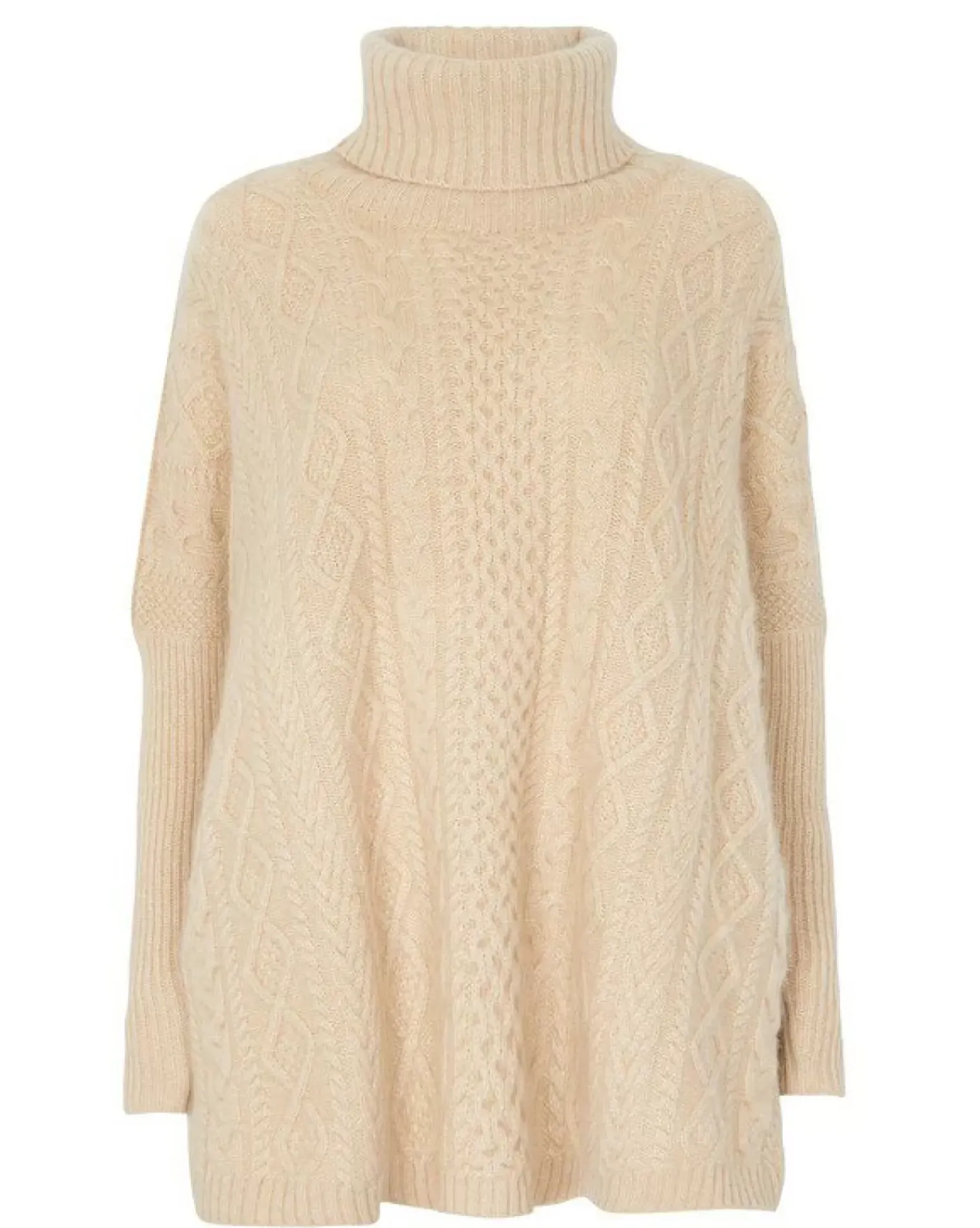 Kujten Capes & Ponchos>Oversized Turtleneck Cashmere Poncho, 6-Threads Organique