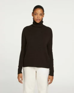 Kujten Sweaters & Sweatshirts>Oversized Turtleneck Cashmere Sweater, 4-Threads Marron
