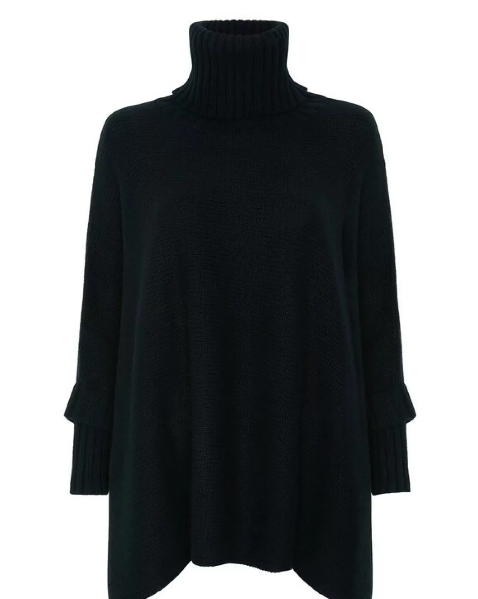 Kujten Capes & Ponchos>Oversized Turtleneck Cashmere Poncho Noir