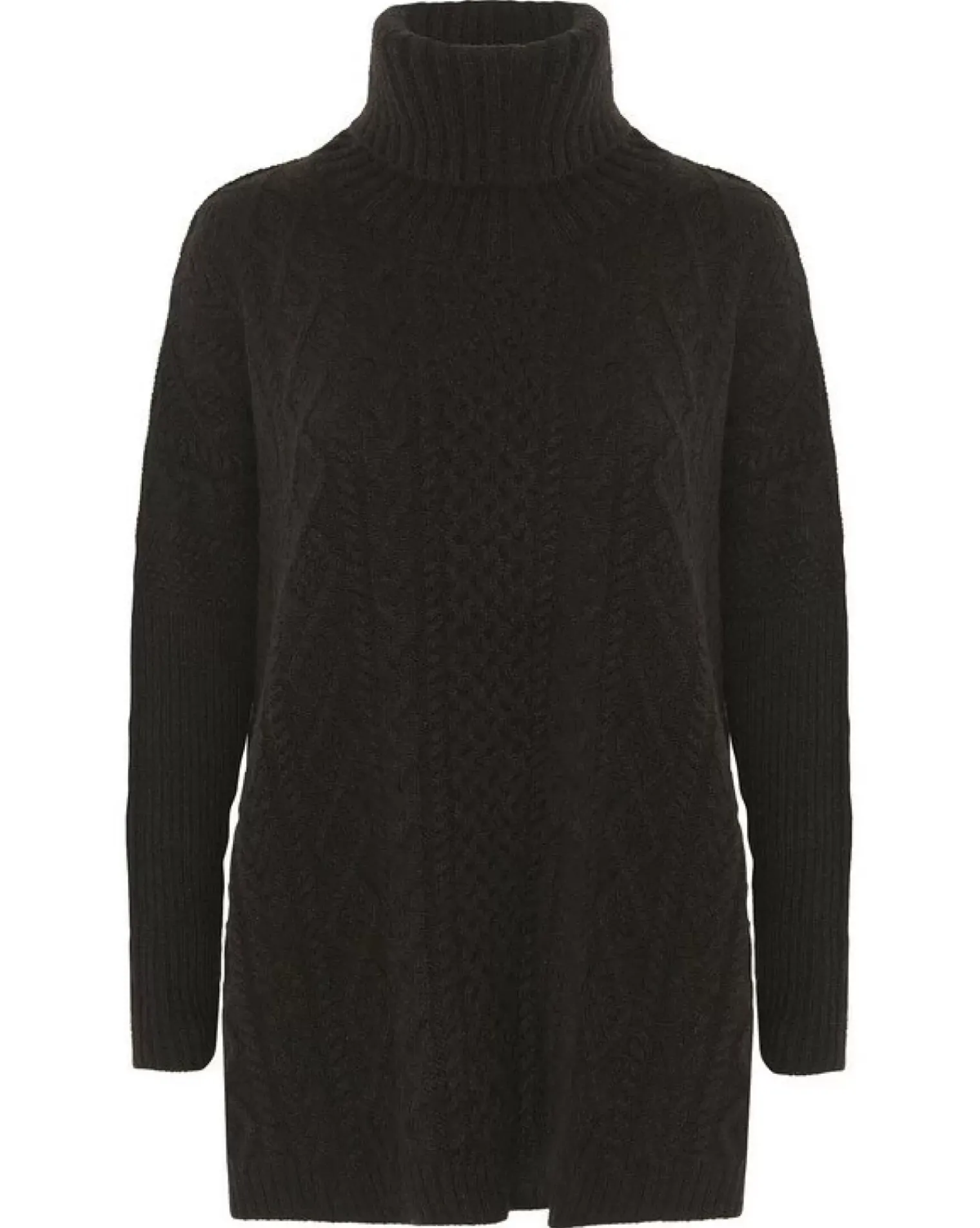 Kujten Capes & Ponchos>Oversized Turtleneck Cashmere Poncho Marron