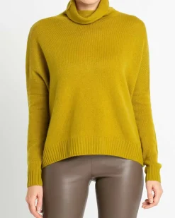 Kujten Sweaters & Sweatshirts>Oversized Turtleneck Cashmere Sweater Vert Olive