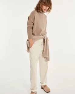 Kujten Sweaters & Sweatshirts>Oversized Turtleneck Cashmere Sweater Beige Taupe