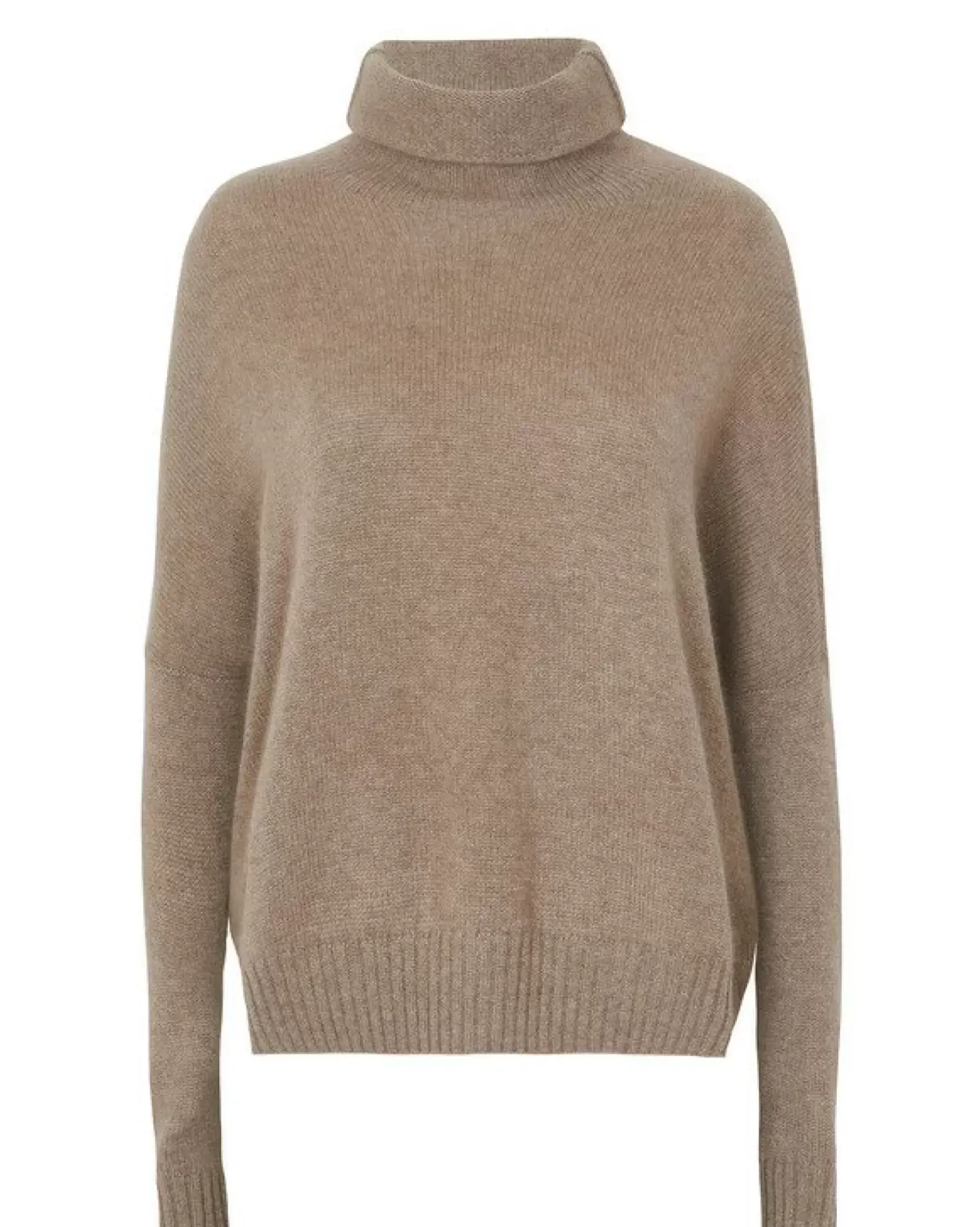 Kujten Sweaters & Sweatshirts>Oversized Turtleneck Cashmere Sweater Beige Taupe