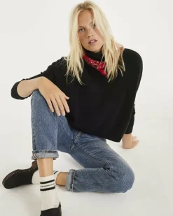 Kujten Sweaters & Sweatshirts>Oversized Turtleneck Cashmere Sweater, 4-Threads Noir