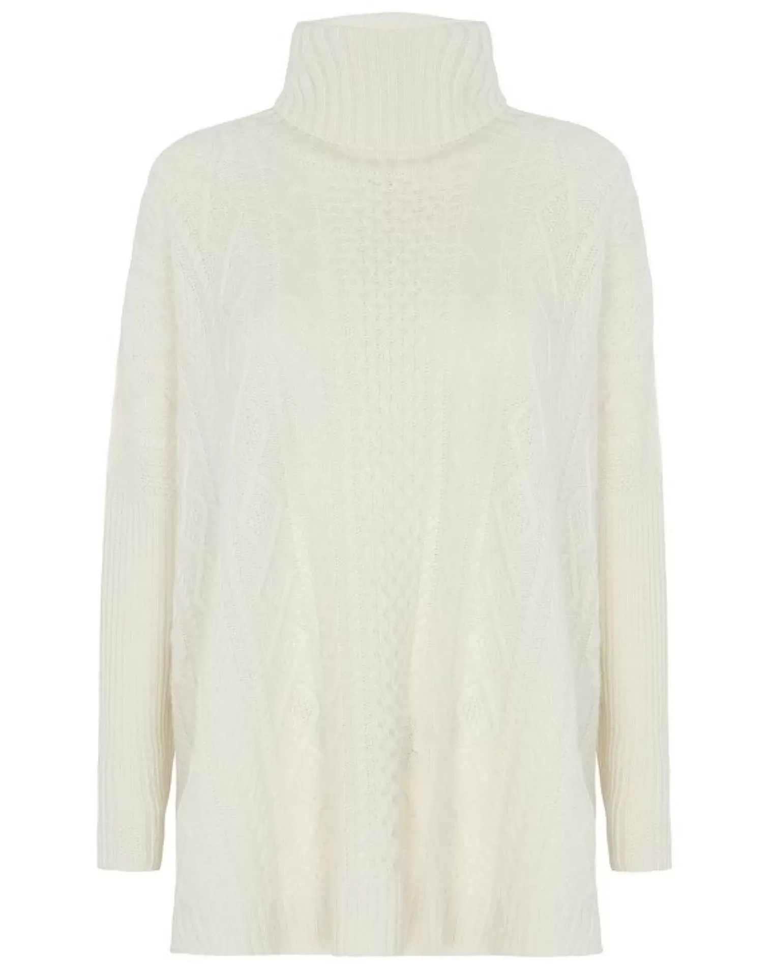 Kujten Capes & Ponchos>Oversized Turtleneck Cashmere Poncho, 6-Threads Blanc