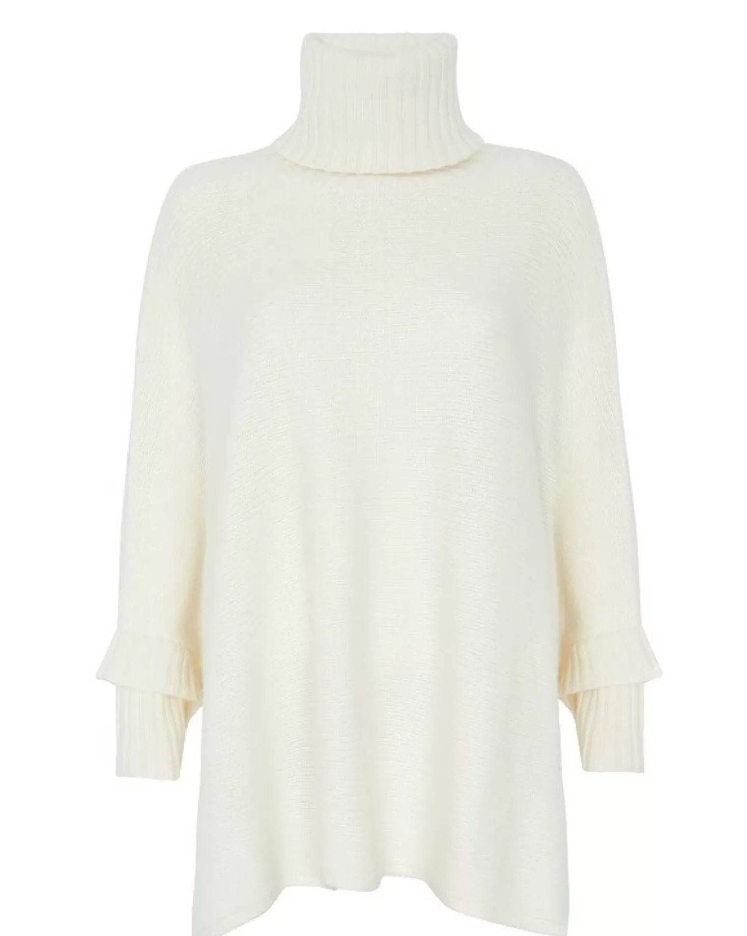 Kujten Capes & Ponchos>Oversized Turtleneck Cashmere Poncho Blanc