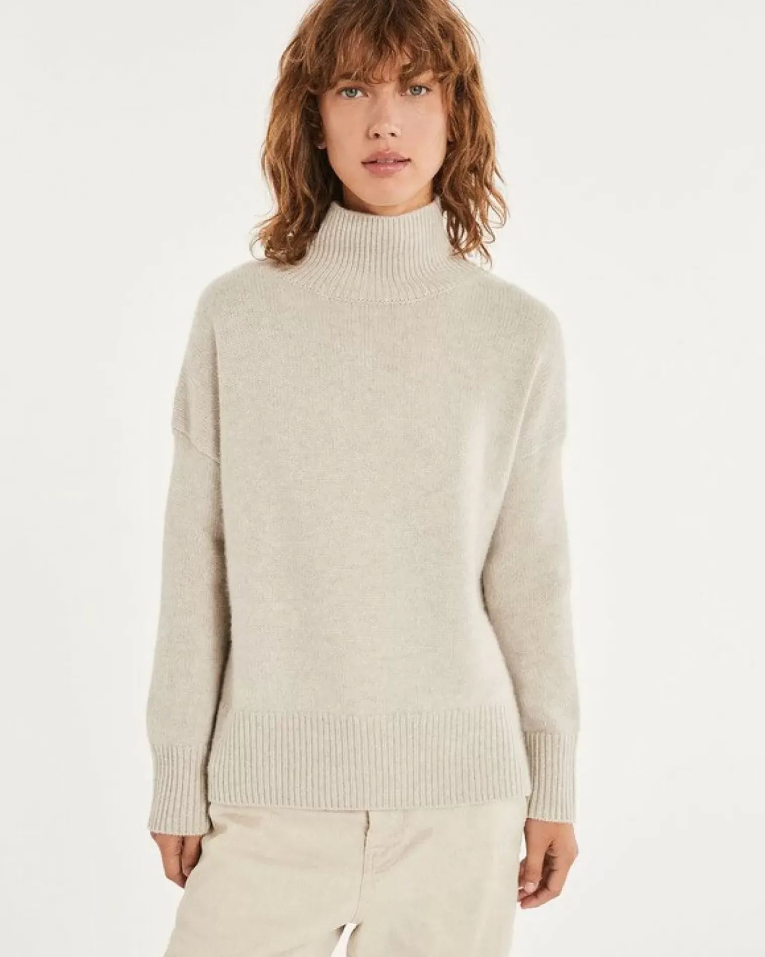 Kujten Sweaters & Sweatshirts>Oversized Turtleneck Cashmere Sweater Avoine