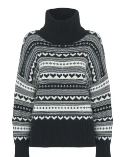 Kujten Sweaters & Sweatshirts>Oversized Turtleneck Cashmere Hoodie, 8-Threads Noir