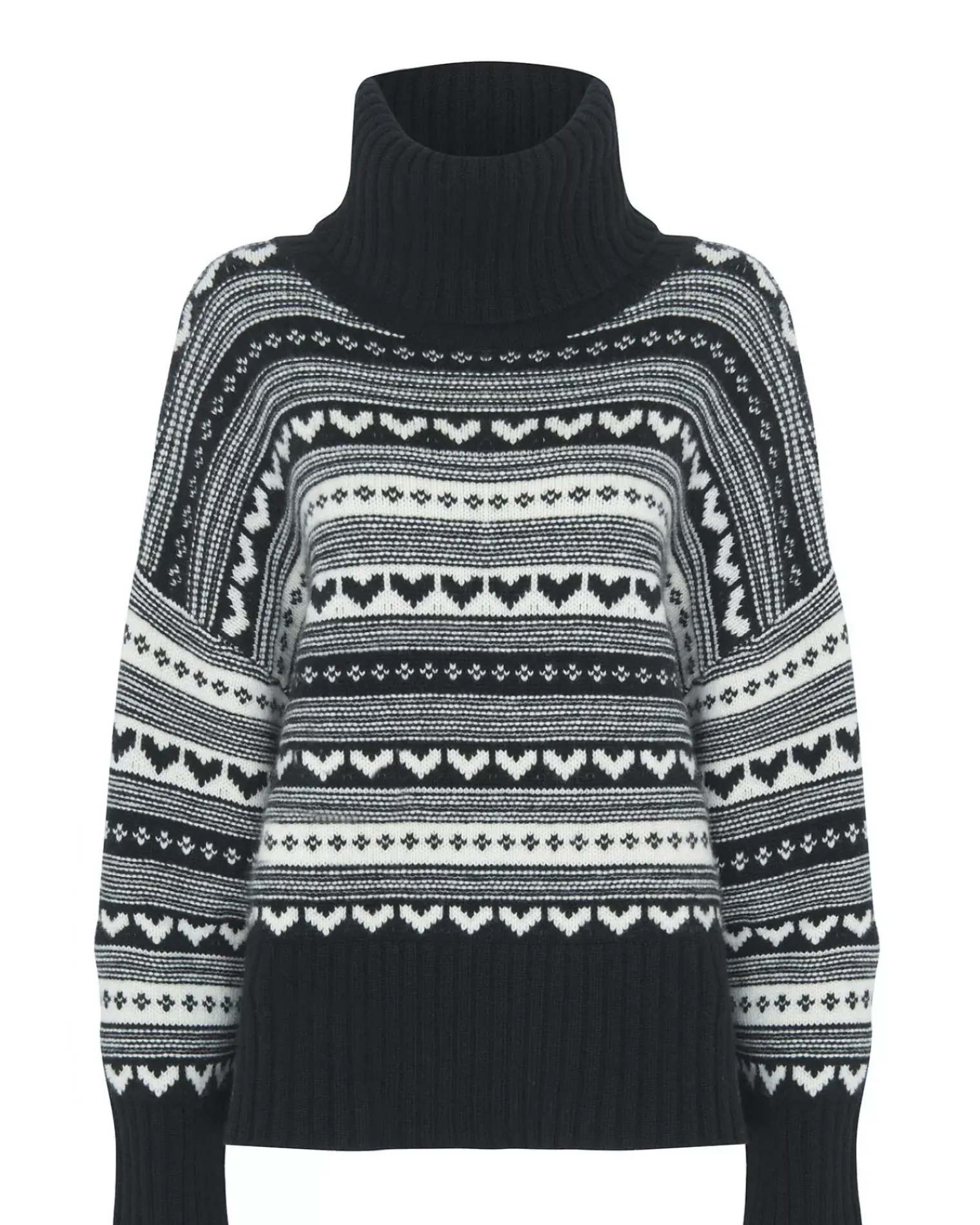 Kujten Sweaters & Sweatshirts>Oversized Turtleneck Cashmere Hoodie, 8-Threads Noir