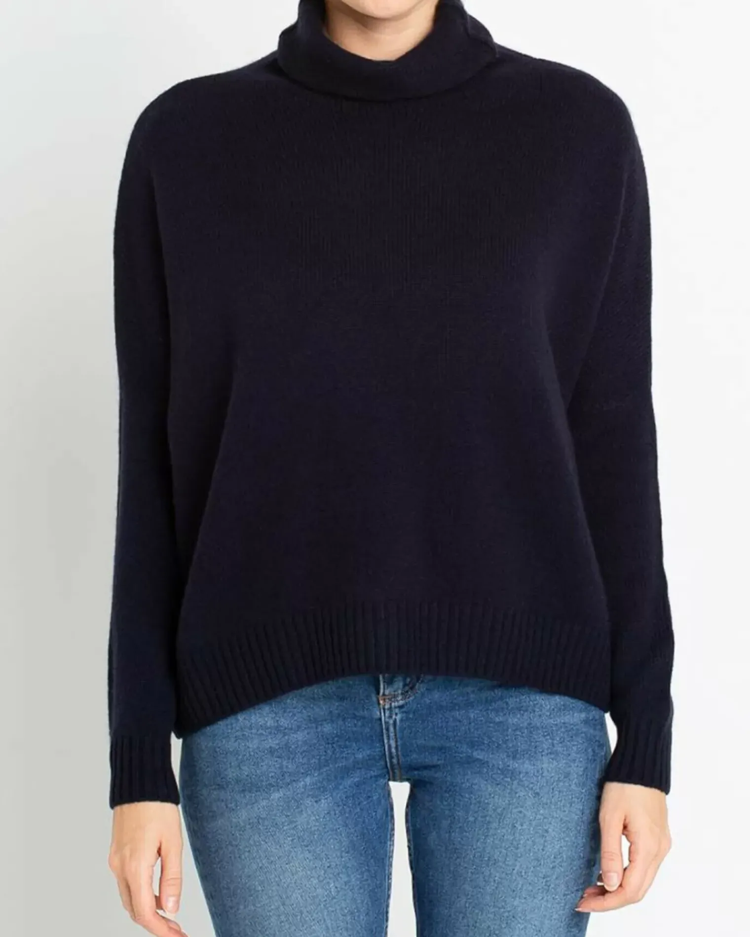 Kujten Sweaters & Sweatshirts>Oversized Turtleneck Cashmere Sweater Bleu Marine Fonce