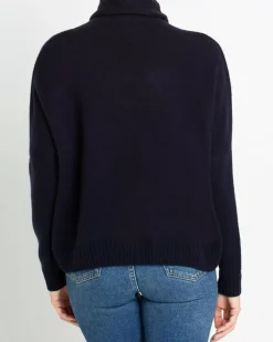 Kujten Sweaters & Sweatshirts>Oversized Turtleneck Cashmere Sweater Bleu Marine Fonce