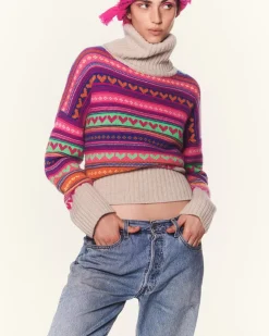 Kujten Sweaters & Sweatshirts>Oversized Turtleneck Cashmere Hoodie, 8-Threads Avoine