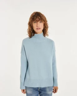 Kujten Sweaters & Sweatshirts>Oversized Turtleneck Cashmere Sweater Blue Ice