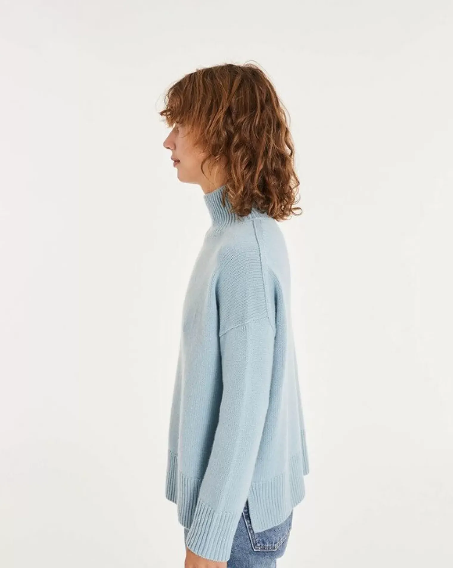 Kujten Sweaters & Sweatshirts>Oversized Turtleneck Cashmere Sweater Blue Ice