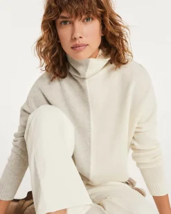 Kujten Sweaters & Sweatshirts>Oversized Turtleneck Cashmere Sweater Gris Bouleau