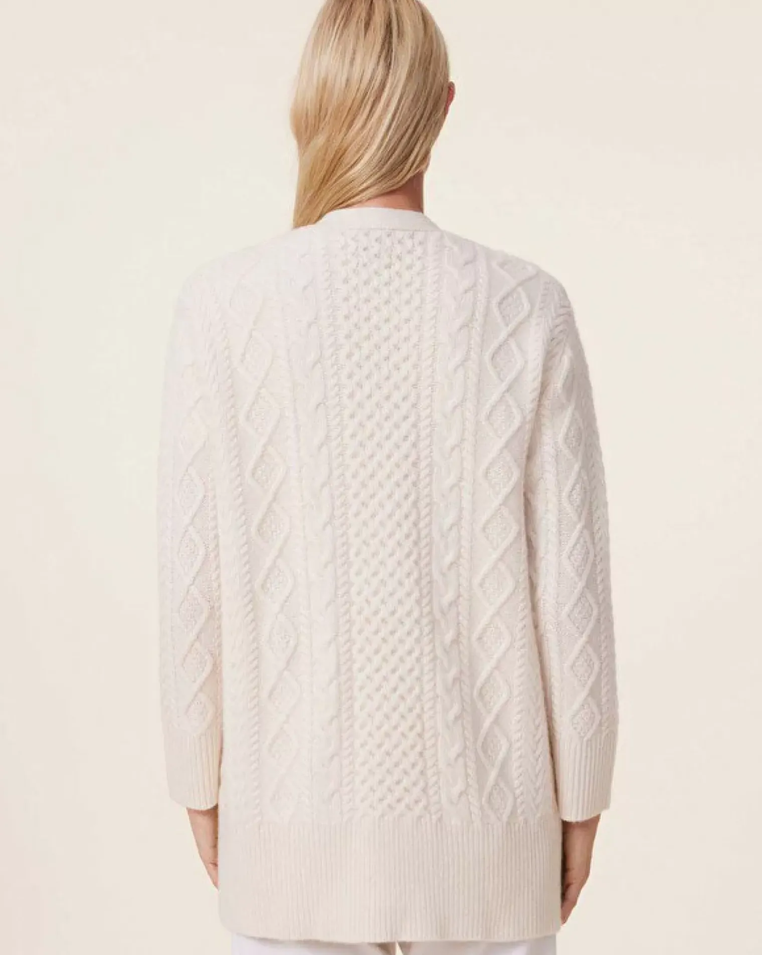 Kujten Jackets & Vests>Oversized Twisted Cashmere Cardigan, 8-Threads Blanc