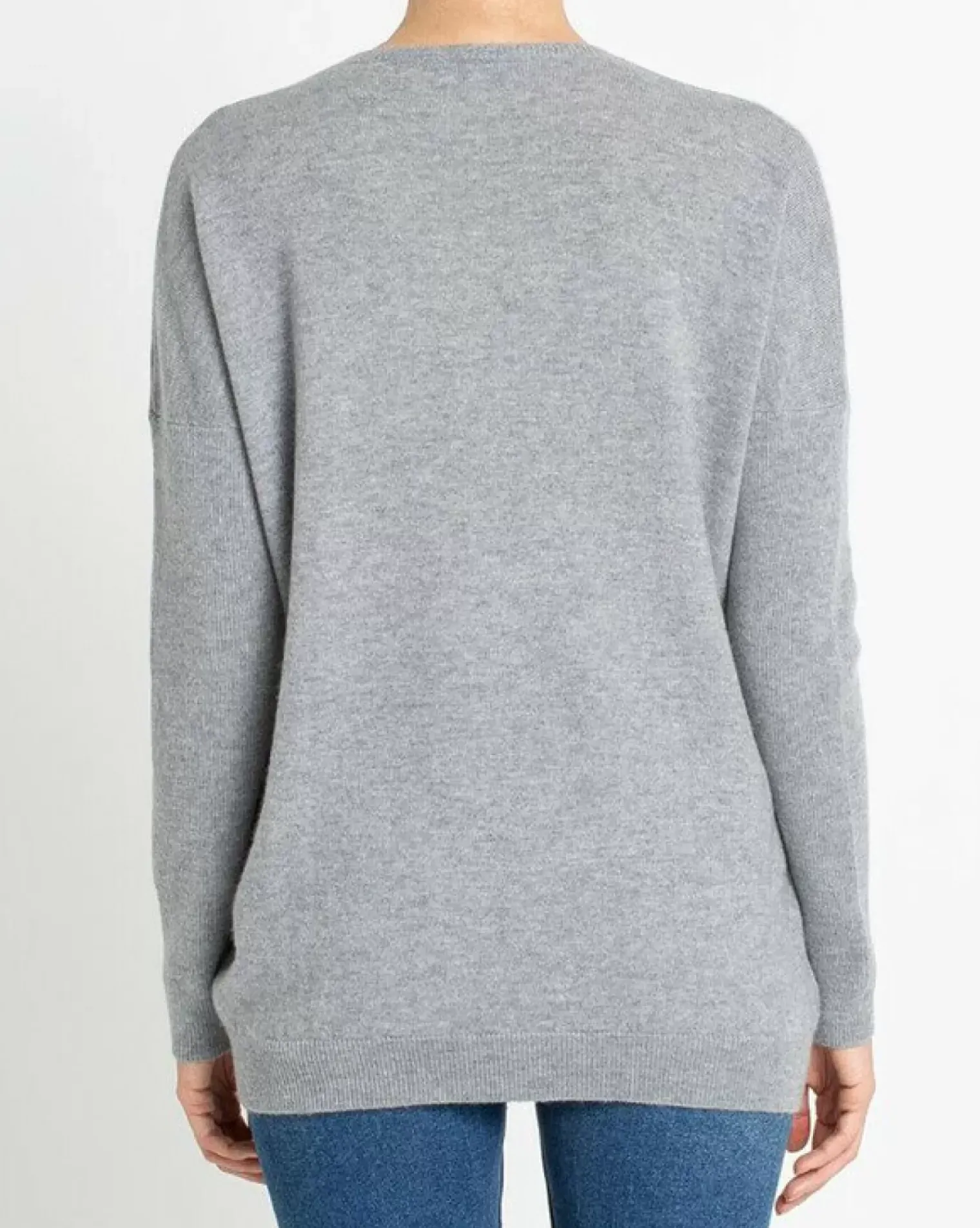 Kujten Sweaters & Sweatshirts>Oversized U-Neck Cashmere Sweater Gris Chine