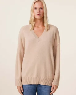 Kujten Sweaters & Sweatshirts>Oversized V-Neck Cashmere Sweater, 4-Threads Organique