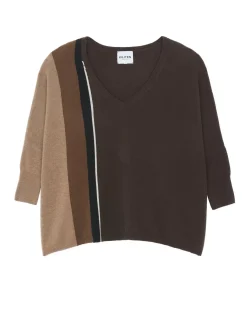 Kujten Sweaters & Sweatshirts>Oversized V-Neck Cashmere Sweater, 2-Threads Chataigne