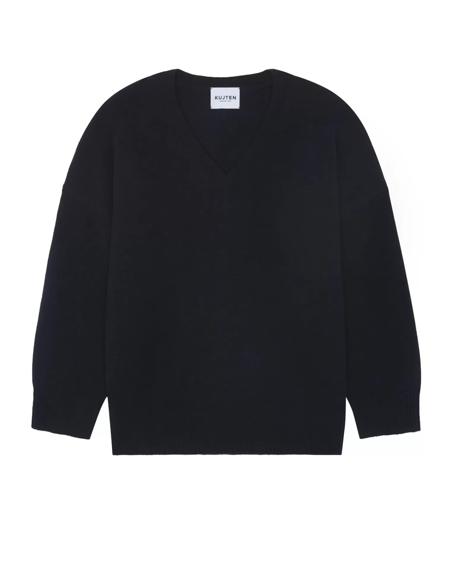 Kujten Sweaters & Sweatshirts>Oversized V-Neck Cashmere Sweater, 4-Threads Bleu Marine Fonce