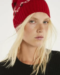 Kujten Hats & Headbands>Patterned Cashmere Beanie Rouge