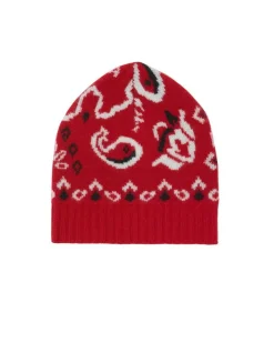 Kujten Hats & Headbands>Patterned Cashmere Beanie Rouge