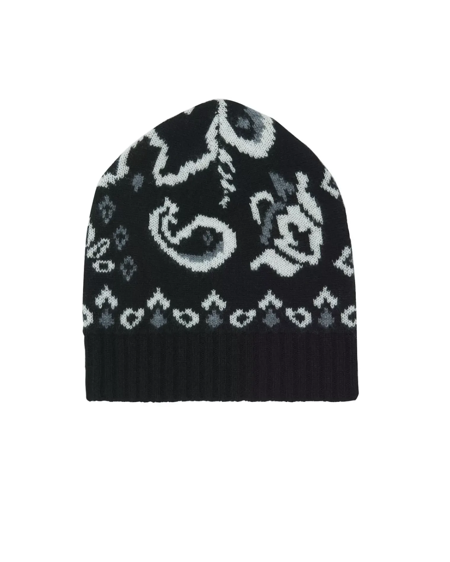 Kujten Hats & Headbands>Patterned Cashmere Beanie Noir