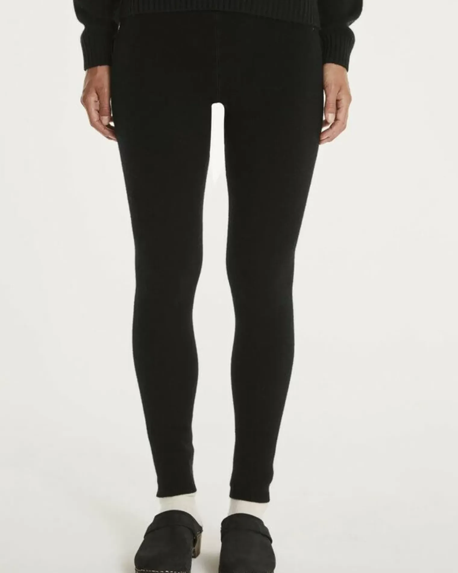 Kujten Joggings & Leggings>Plain Colored Cashmere Leggings Noir