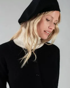 Kujten Hats & Headbands>Plain Coloured Cashmere Beret Noir