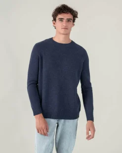 Kujten Sweaters & Sweatshirts>Plain Raglan Sleeves Cashmere Sweater Bleu Jeans
