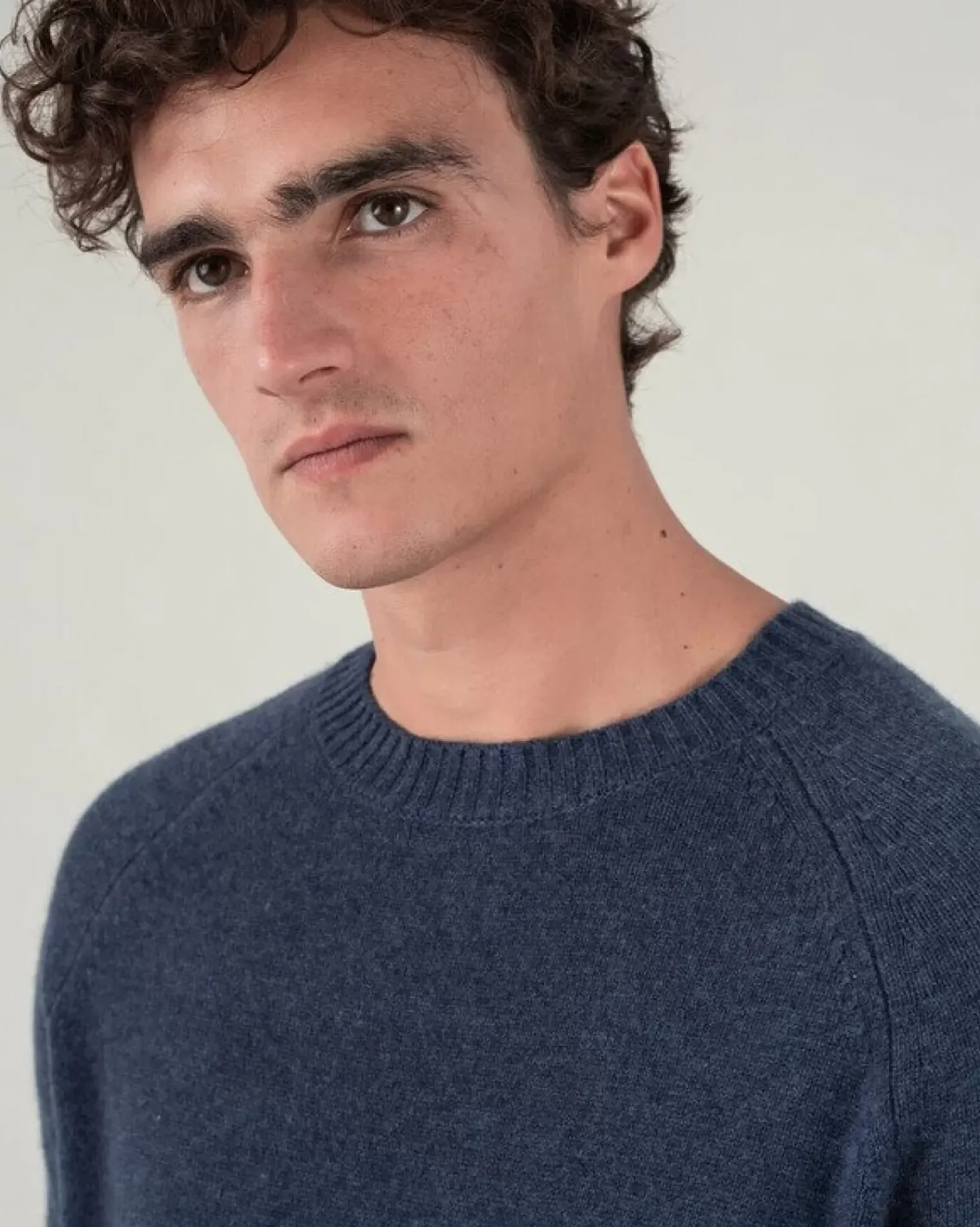Kujten Sweaters & Sweatshirts>Plain Raglan Sleeves Cashmere Sweater Bleu Jeans