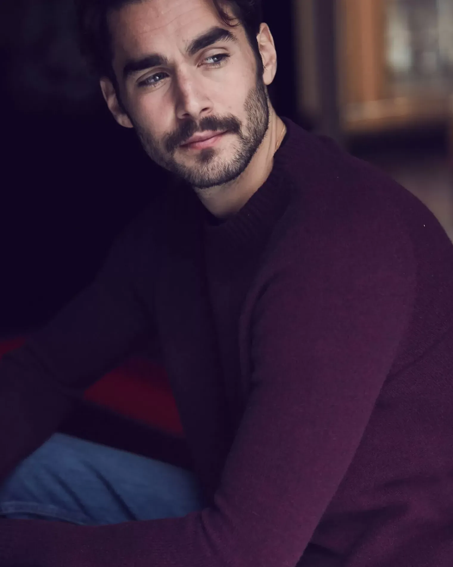 Kujten Sweaters & Sweatshirts>Plain Raglan Sleeves Cashmere Sweater Bordeaux