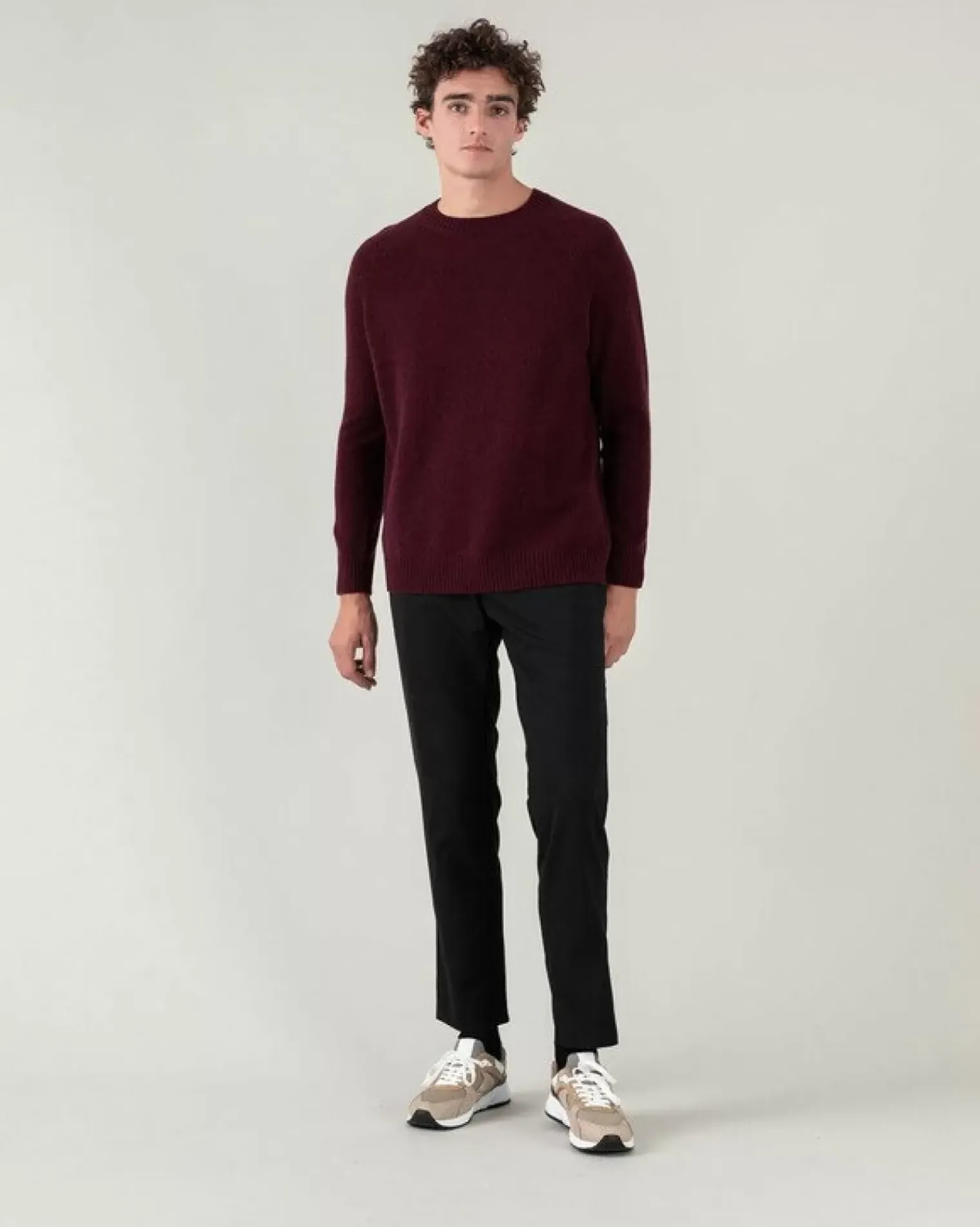 Kujten Sweaters & Sweatshirts>Plain Raglan Sleeves Cashmere Sweater Bordeaux