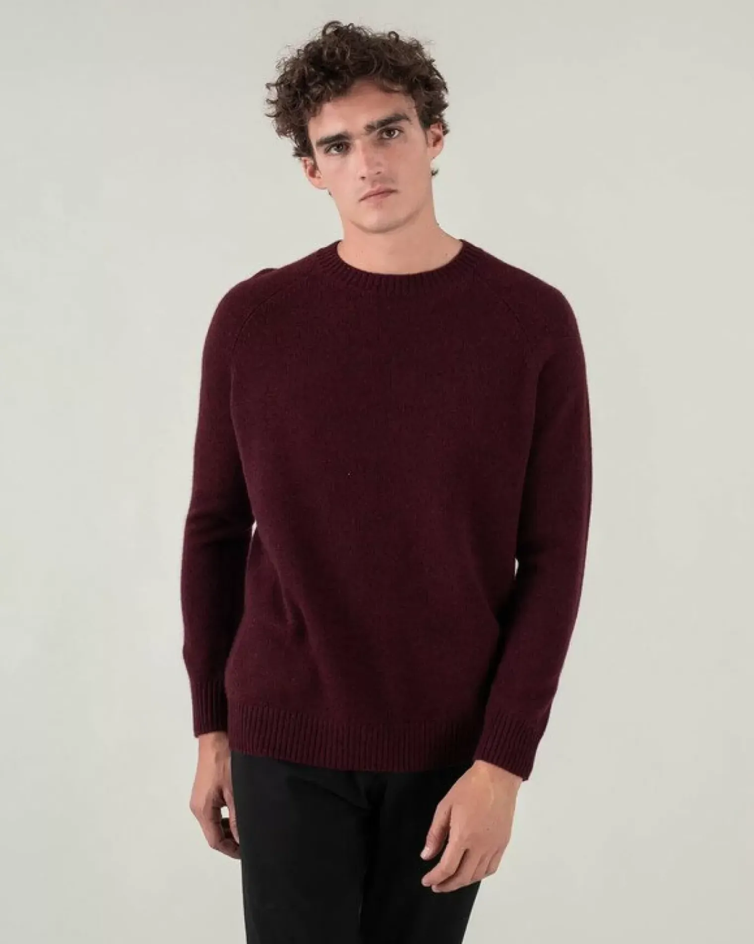 Kujten Sweaters & Sweatshirts>Plain Raglan Sleeves Cashmere Sweater Bordeaux