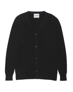 Kujten Jackets & Vests>Plain Straight V-Neck Cashmere Cardigan Noir